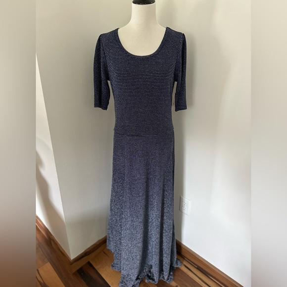 LuLaRoe Navy and Silver Metallic Ana Dress Sz XL New - Picture 1 of 5